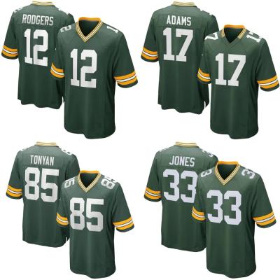 China Anti-wrinkle Hot sell Green Bay City Stitched American Football Jersey Men's Packer s Team Uniform #12 Aaron Rodgers #17 Davante for sale