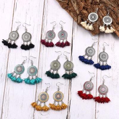 China Factory Ethnic Chinese Miao Earrings Alloy Plated Silver Daily Wear Hmong Earrings for sale