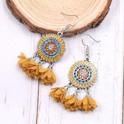 China Factory Ethnic Chinese Miao Earrings Alloy Plated Silver Daily Wear Hmong Earrings for sale