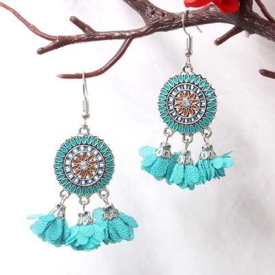 China Factory Ethnic Chinese Miao Earrings Alloy Plated Silver Daily Wear Hmong Flower Women's Earrings 2020 for sale