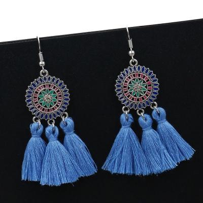 China Chinese factory miao ethnic earrings alloy silver plated ethnic boho earrings for sale