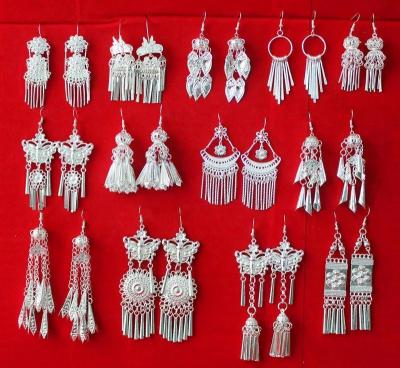 China Factory cute chinese miao ethnic earrings alloy plated silver jewelry Black Friday wholesale for sale