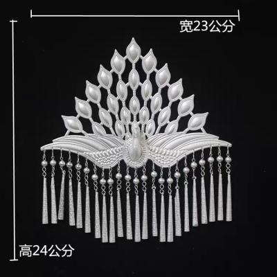 China Stage Performance Factory Chinese Miao Miao Ethnic Alloy Plated Silver Hmong Headwear Hair Accessory for sale