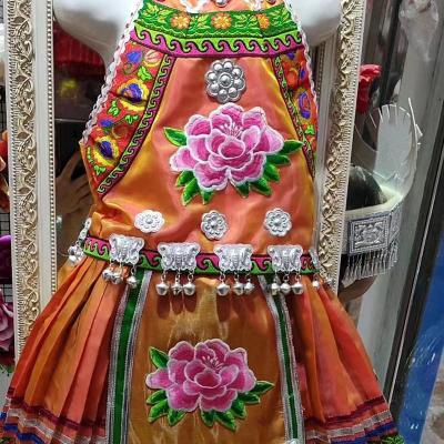 China WJ 30118 Hmong Miao Child Clothing Children's Dresses National Costume Handmade Not Including Jewelry for sale