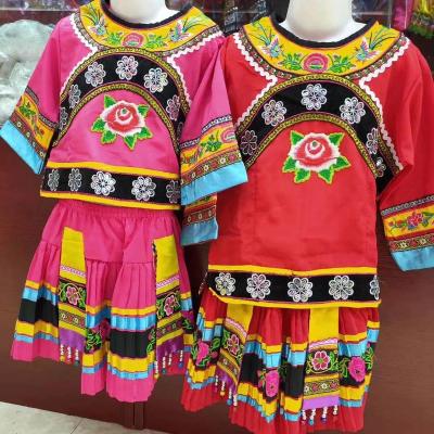 China WJ 30114 Hmong Miao Child Clothing Children's Dresses National Costume Handmade Not Including Jewelry for sale