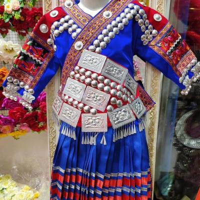 China WJ 30079 Hmong Miao Child Clothing Children's Dresses National Costume Handmade Not Including Jewelry for sale