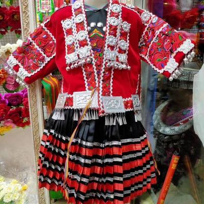 China WJ 30081 Hmong Miao Child Clothing Children's Dresses National Costume Handmade Not Including Jewelry for sale