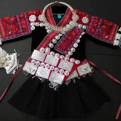 China WJ 30045 Hmong Miao Child Clothing Children's Dresses National Costume Handmade Not Including Jewelry for sale