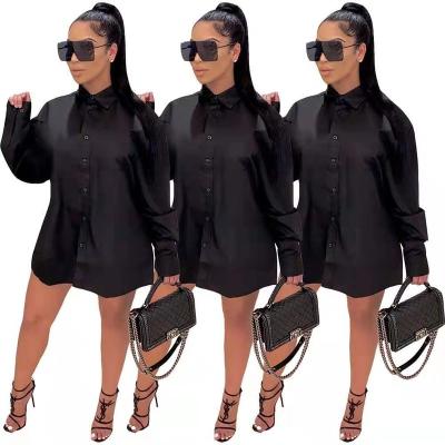 China Breathable BOBOYU shirt dress fall 2021 design 2021 hot selling poetic justice dress black oversized women clothes for sale