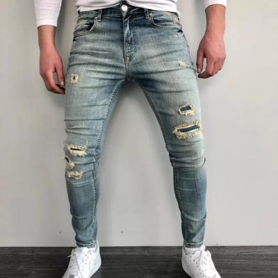 China 2021 New Fashion High Quality Cotton Fade Proof BOBOYU 2021 New Color Fade Proof Distressed Skinny Destroyed Distressed Pants Shapes Jeans for sale