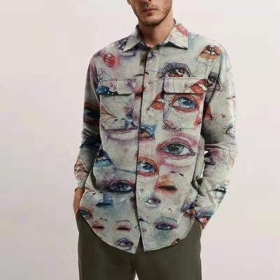 China BOBOYU 2022 New Arrivals Vintage Printing Camisa Breathable Men Fashion High Street Cotton Shirt For Autumn for sale