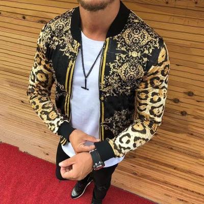 China BOBOYU Viable Factory Wholesale Vintage Men's Jackets High Fashion Leopard Jacket Coat Casual Streetwear Printing Luxury Long Sleeve for sale