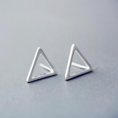 China Long Color Keeping Women Girls Gift 925 Sterling Silver Earrings Geometric Triangle Custom Stud Earrings for sale