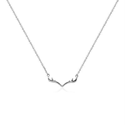 China FASHIONABLE Hot Sales 925 Sterling Silver Jewelry Women Small Antler Chain Pendant Silver Necklace for sale