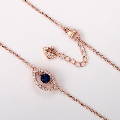 China Long Color Keeping Korean S925 Silver Rose Gold Fashion Small Eye Personality Chain Necklace for sale