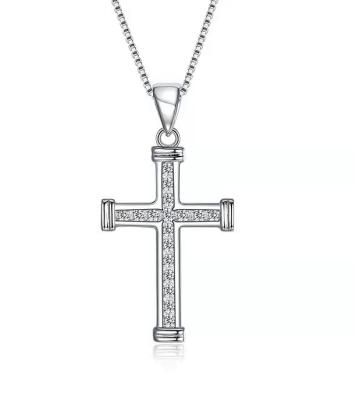 China Necklace S925 sterling silver famous fashion casual/sports diamond-encrusted necklace cross zircon female jewelry for sale