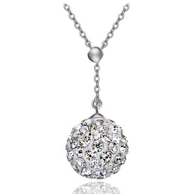 China Wholesale S925 FASHIONABLE 18Inch Sterling Silver Globe Ball Sparkling Necklace Rhinestone Necklace for sale