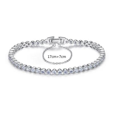 China Long Color Keeping Korean Classic S925 Sterling Silver Jewelry 3A Zircon Bracelets Bangles for sale