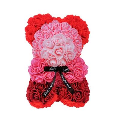 China Good Quality Best Selling Rose Bear Artificial Teddy Bear Plastic Flower Rose For Valentine From Ammy for sale