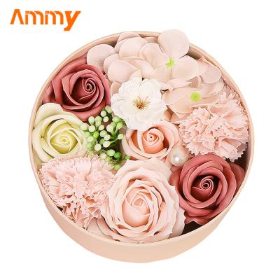 China Ammy Private Label Manufacturers Ammy Good Quality Handmade Rose Flower Gift Box Diy Valentine's Day Flower Heads Soap Paper Flower for sale