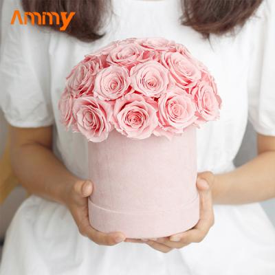 China Weddings Decoration Ammy Flower Gift Box Wholesale Preserved Gift Preserved Flower Rose Hug Bucket Factory for sale