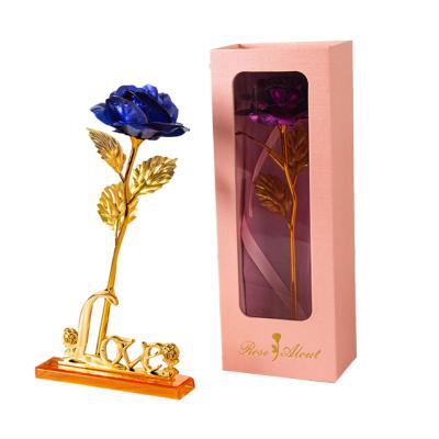 China Good Quality Ammy Colored Gold Rose Artificial Flower 24k Gold Foil Rose Mother Day Gift for sale