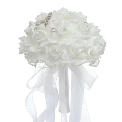 China Valentine's Day Gifts Ammy Flower Artificial PE Rose Flowers Wedding Bouquets Supplies Flower Bouquets Simulation Bridal Bouquets for sale