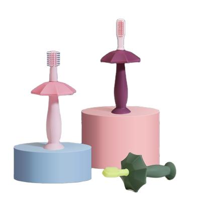 China Soft Toy Suction Cup Customized Cheaper Price With 360 Degree Cute Baby Toy Kids Safe Silicone Toothbrush Teether for sale