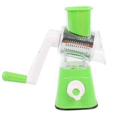 China Sustainable Kitchen Rotary Mandoline Grater Vegetable Cheese Slicer and Shredder with 3 Interchangeable Blades for sale