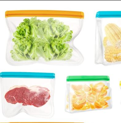 China Sustainable Food Storage Bags Reusable Freezer PEVA Ziplock Bags BPA Free Leakproof Bags For Meat Veggies Fruit for sale