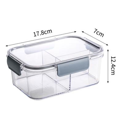 China Clear Plastic Food Prep Meal Storage Containers Refrigerator Bento Lunch Box 4 Compartment With Lids PET Material for sale