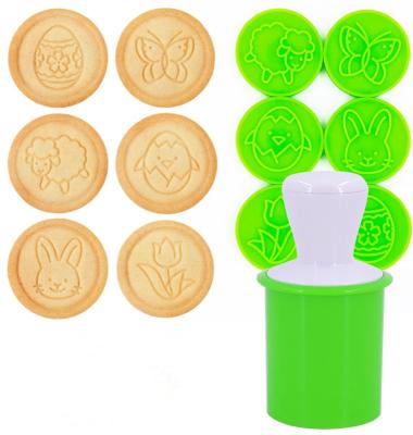 China 6 Cavity Silicone Baking Cookie Molds Cookie Cutter Stamps Easter Shape Mold DIY Baking Baking for sale