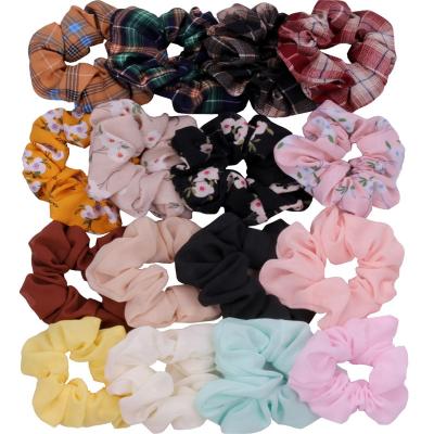 China Fashion Hair Scrunchies Set For Shaping Simple Basic Elastic Hair Bands Ponytail Holder Chiffon Scrunchie Hair Ties For Girl Women for sale