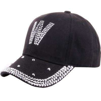 China COMMON baseball caps with letter rhinestone fashion lattice hat new for men and women high quality denim casual hat for sale