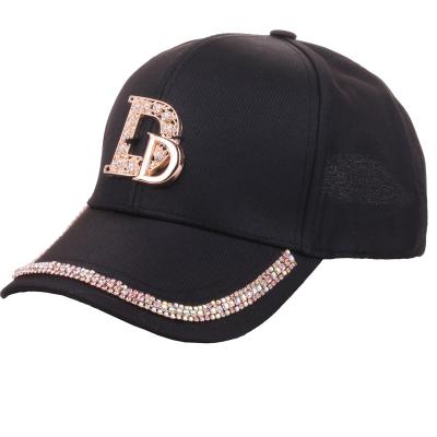 China NEW COMMON Bling Letter D baseball cap women rhinestone trend cotton covers snapback hip hop hat UV protection hats women for sale