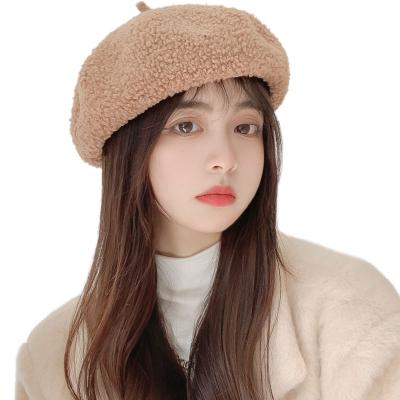 China Image Women Solid Color Autumn Winter Beret Women Hats Band Design Berets Vintage Berets Wool Adjustable Wool for sale