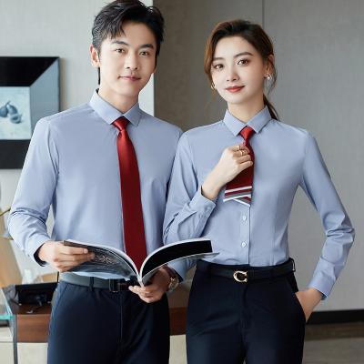 China Anti-pilling professional women's long-sleeved white shirt pink blue white optional multicolor optional for sale