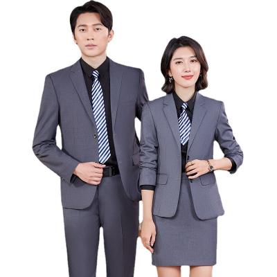 China Wholesale High Quality Anti-wrinkle Same Suit Formal Dress Style Two-Piece Manager Men's and Women's Pants Suit Office Work Suit for sale