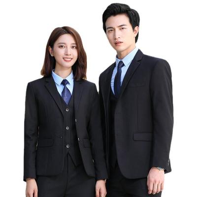 China Anti-wrinkle black business suit autumn and winter business bank reception coveralls cash uniform women's clothing for sale