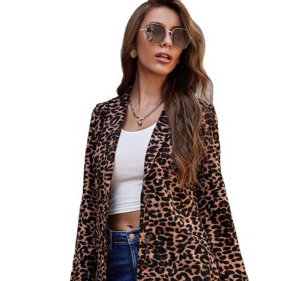 China Anti-wrinkle fashion trend ladies blazer leopard print elegant women jacket for sale