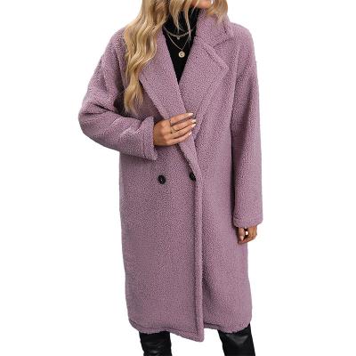 China custom made clothing 2022 Anti-wrinkle women's autumn and winter new anorak solid color fabric coat women long lapel woolen all-match for sale