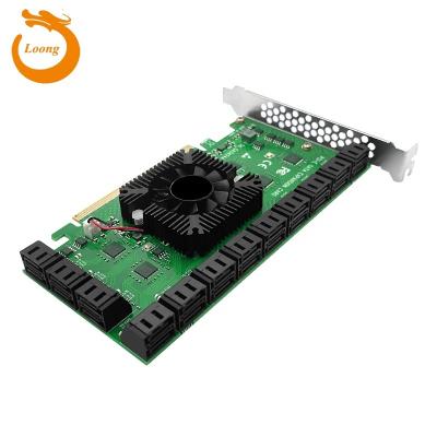 China ZhenLoong PCBA 24 Expansion Card SATA 3.0 Left Connector SATA to PCI-E X16 PCIe 4X 6Gbps Adapter for IPFS 24 Hard Drive Expansion Card for sale