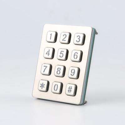 China Vandal resistant stainless steel 12keys ip67 silicone rubber luminous waterproof metal customized keypad for sale