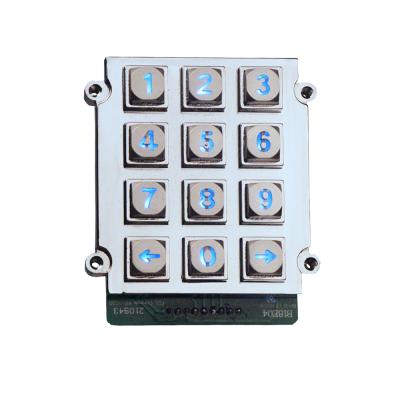 China Zinc Alloy Illuminated Matrix Keypad Keypad Immobilizer 3x4 Door Keypad Systems for sale