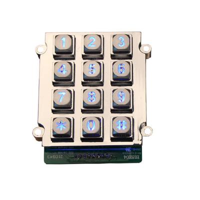 China IP65 Remote Controller Waterproof Zinc Alloy Digital Illuminated Keypad With 12 Main Buttons For Access Control System for sale