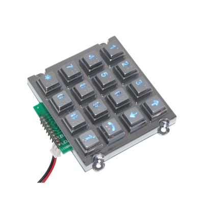 China 4x4 Controller Remote Layout LED Backlight Braille Zinc Alloy Keypad For Access Control System for sale