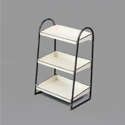 China Home Decor Display Stand China HYKING Table Rustic Antique White And Black 3 Tiers for sale