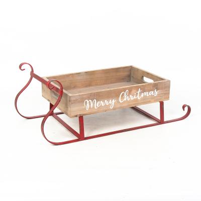 China 2022 American Style Hot Selling Christmas Sled Wholesale Iron Wood Garden Supplies Pot Planting for sale