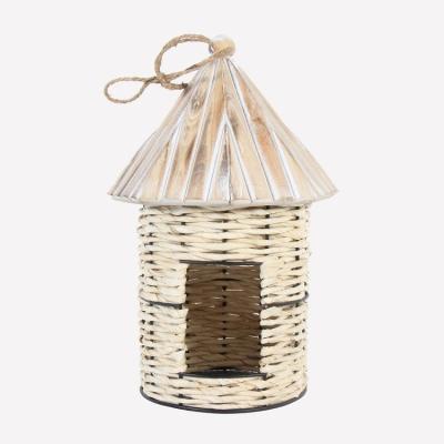 China Outdoor Decorative Hanging Garden Patio Nesting Bird Wooden House Sustainable Aviary for sale