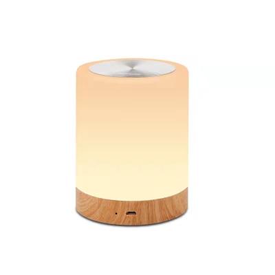 China New USB Modern Wooden Grain Remote Control Night Light Atmosphere Light Bedside Light for sale